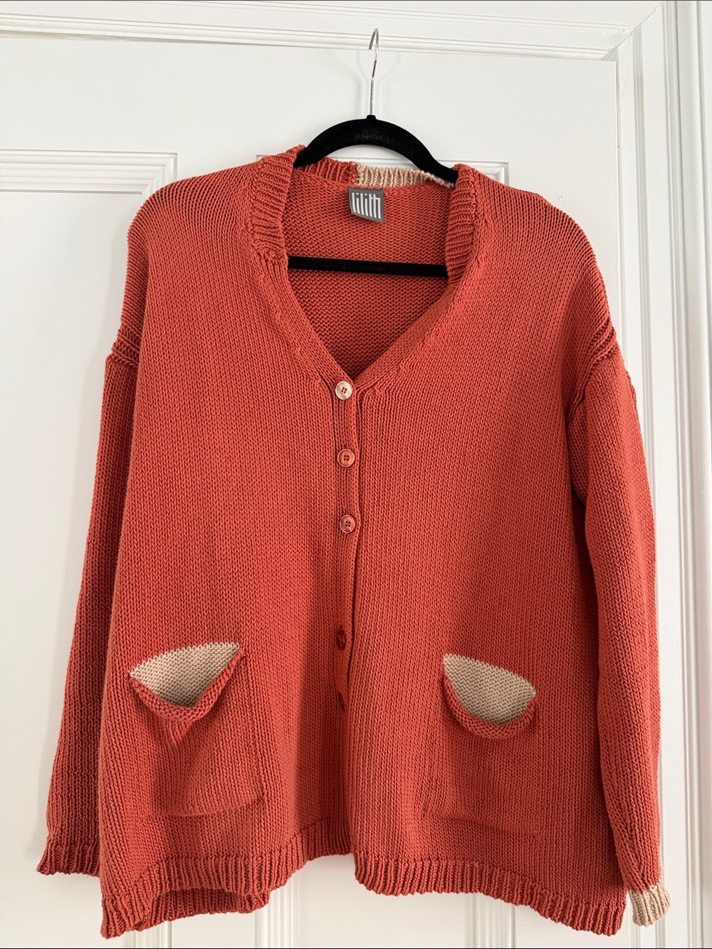 Lilith Coral Knit Button-Up Sweater